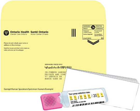 Illustration of FIT device and return envelope